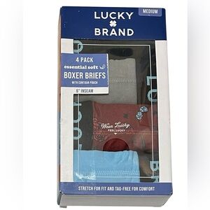Lucky Brand Men's 4-Essential Soft Boxer Briefs Medium (32-34) Assorted